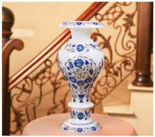 12" Marble flower pot Vase Floral Inlay, Lapis Lazuli Table Vases decor room