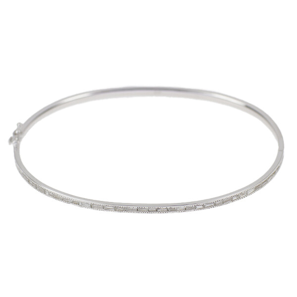 K18WG diamond bangle 1.64ct vintage product - Auth free shipping 