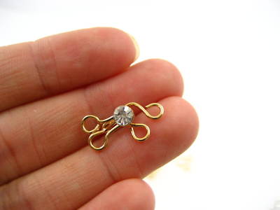 gold Hook and Eye Imitation diamond skirt dress Fasteners Sew On collar  hook | eBay