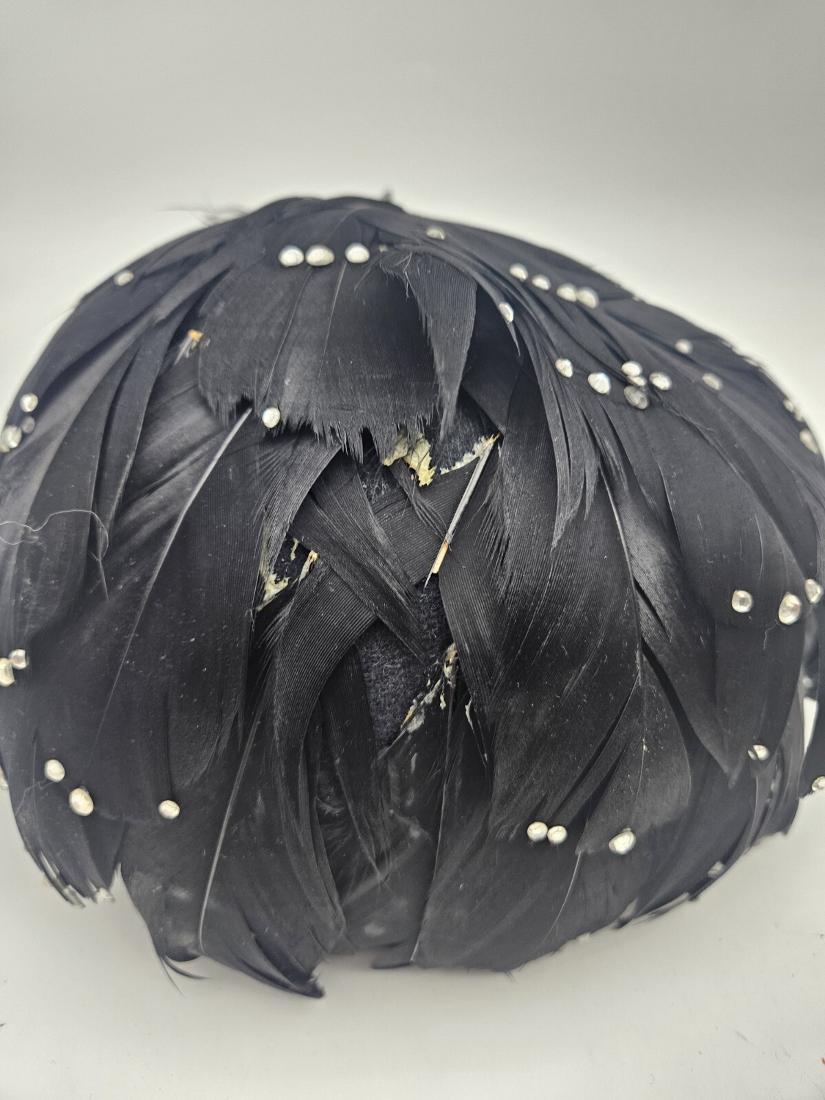 Vintage jack mcconnell women's red feather Hat Lot Black Red Need Tlc image 5