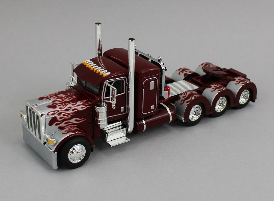 DCP 1:64 *RED & SILVER* Peterbilt 389 36" Flattop HEAVY HAUL Lowboy Jeep Stinger - Image 3 of 4