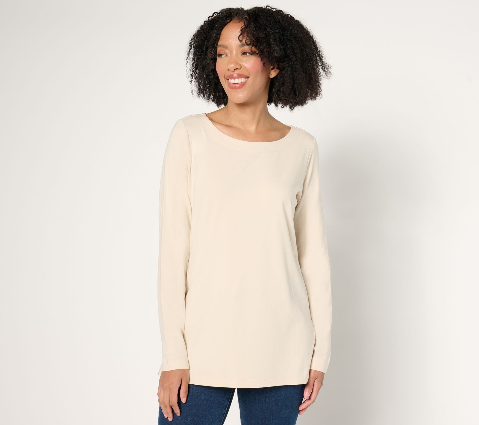 Belle by Kim Gravel Women's Top Sz L Primabelle Knit Long Sleeve White A674041