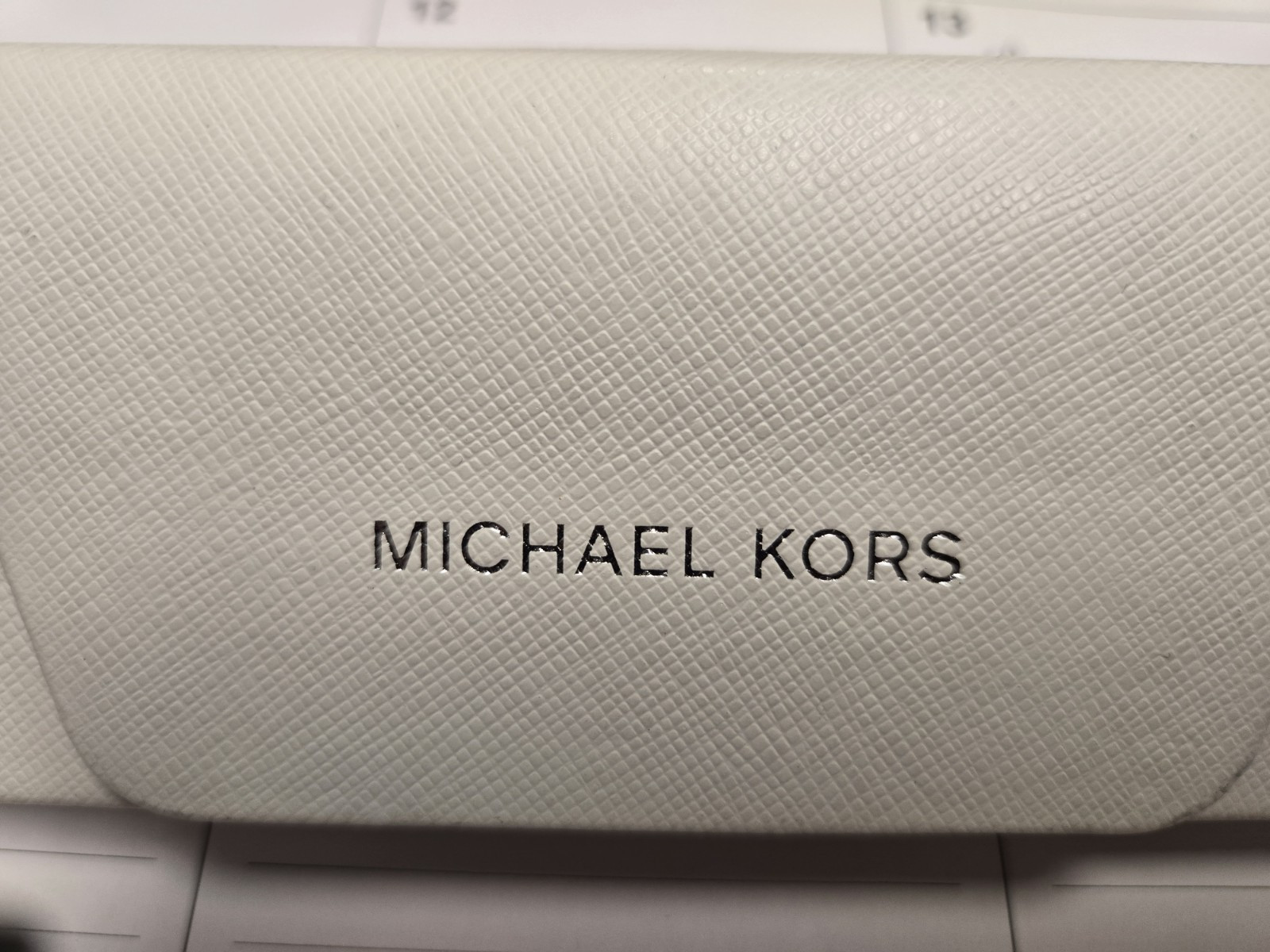 Michael Kors Authentic Hard Eyeglass and Sunglass White Case with Cleaning Cloth