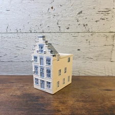 Delft Blue Ceramic Planter Amsterdam Canal House Handpainted Holland Floral 01