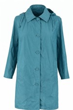 Vintage Dannimac Teal Hooded Raincoat 26” Pit to Pit Retro Nylon Mac