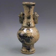 Niebiesko-biała butelka z uznaniem uszu ręcznie rysowana porcelana dekoracja domu