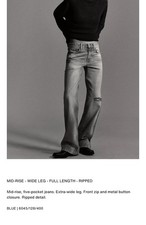 Zara Women's TRF MID RISE WIDE LEG JEANS- Medium Denim - US 4