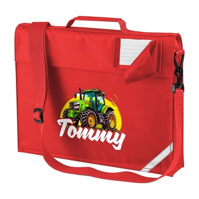 Personalisierte Kinder Traktor Büchertasche mit Gurt Jungbauer Geschenk für Schulkind