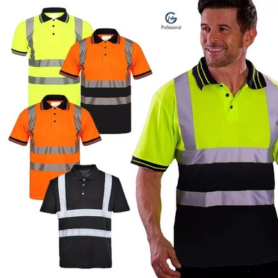 GM Hi-Vis kurzärmliges Poloshirt warm reflektierend Sicherheit Arbeitskleidung Oberteil PSA Herren UK