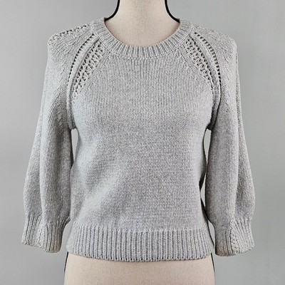 3.1 Phillip Lim Women's Gray Knit 3/4 Sleeve Sweater | Small | FLAWS