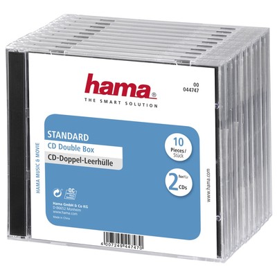 Hama 10x CD DVD Doppel-Jewel-Case Slimcase Box Aufbewahrung Schwarz Leerhüllen