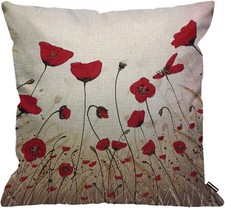 HGOD DESIGNS Cushion Cover Beautiful Red Poppy Flower,Throw Pillow Case Home De