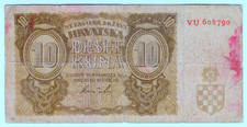 1941 Croatia 10 Kuna NDH 608790 Paper Money Banknotes Currency