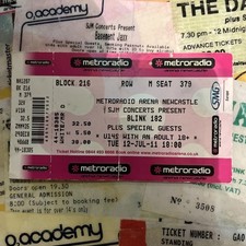 BLINK 182  - Original Gig Ticket -JULY  2011 Metro Radio Arena, Newcastle 