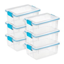 Sterilite 12 Qt Plastic Storage Bin Container Clear Gasket Sealed Box, 6 Pack