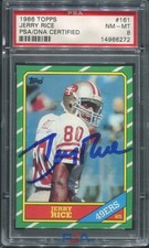 1986 Topps JERRY RICE #161 AUTOGRAPHED Rookie Card PSA 8
