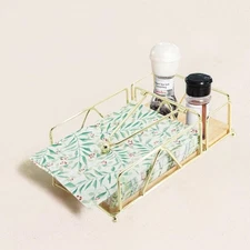 Napkin Holder with Wooden Base Modern Metal Paper Towel Dispenser with Weight...