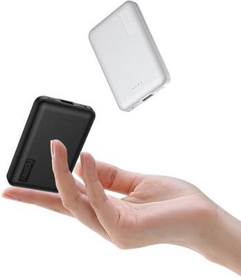 Mini Power Bank 5000mAh Schnellladung USB-C Eingang/Ausgang, Schwarz & Weiß