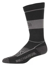 Harley-Davidson Women's Bar & Shield Moisture Wicking Riding Socks, Black/Gray
