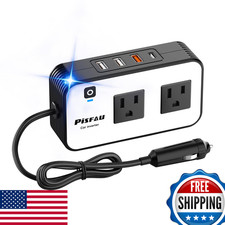 200W Car Power Inverter Pisfau Dc 12V To 110V Ac Car Plug Adapter Outlet 20W