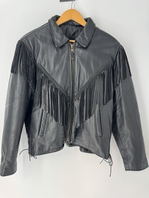 USA Bikers Dream Apparel Leather Motorcycle Jacket Fringed