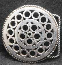 XD07103 VINTAGE 1970s MACHINE SHOP MADE  GROUP OF CIRCLES  UNISEX BELT BUCKLE