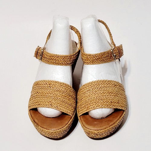 Stuart Weitzman Barbados Woven Raffia Wedge Sandals Brown Platform Buckle Wms 5M - Picture 10 of 23