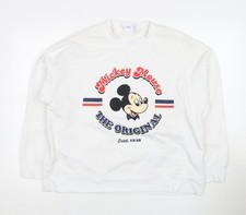 Unisex Adults UK L Disney White Pullover Sweatshirt