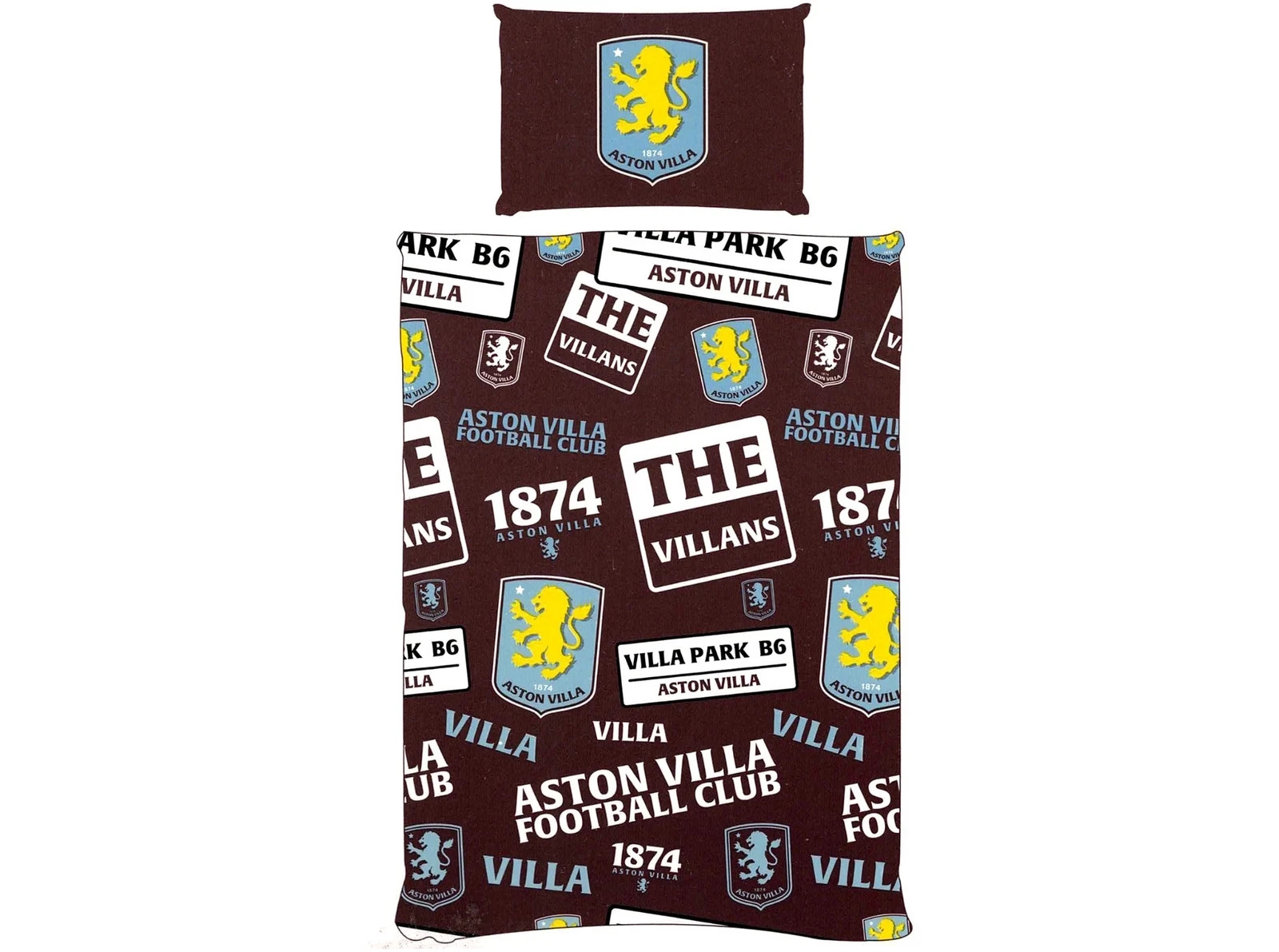 Aston Villa FC Single Duvet Patch Cover Bedding Set Fan Gift Official Licensed