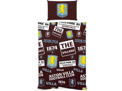 Aston Villa FC Single Duvet Patch Cover Bedding Set Fan Gift Official Licensed