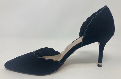 Carvela by Kurt Geiger size 5 (38) black faux suede & gold high heel courts - Picture 7 of 13