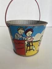 Vintage Tin Litho Sand Pail With Shovel, Fun At The Park