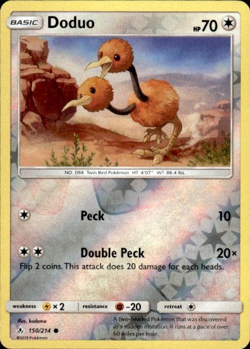 Pokemon Reverse Holo Doduo SM - Unbroken Bonds 150/214 LP
