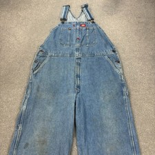 Dickies Dungarees Adult 38x30 Blue Work Wear Overalls Denim Carpenter Bib Mens