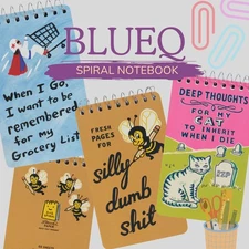 BlueQ Spiral Pocket Notebooks | Tearable Sheets Fun Covers Stationery