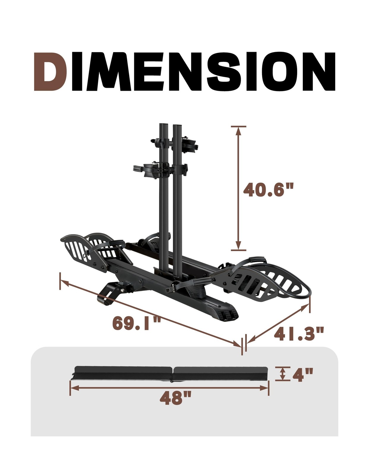 E-Bike Rack with Ramp, Hitch 2 Bike Rack, 200 lbs Capacity Electric Bike Carr...