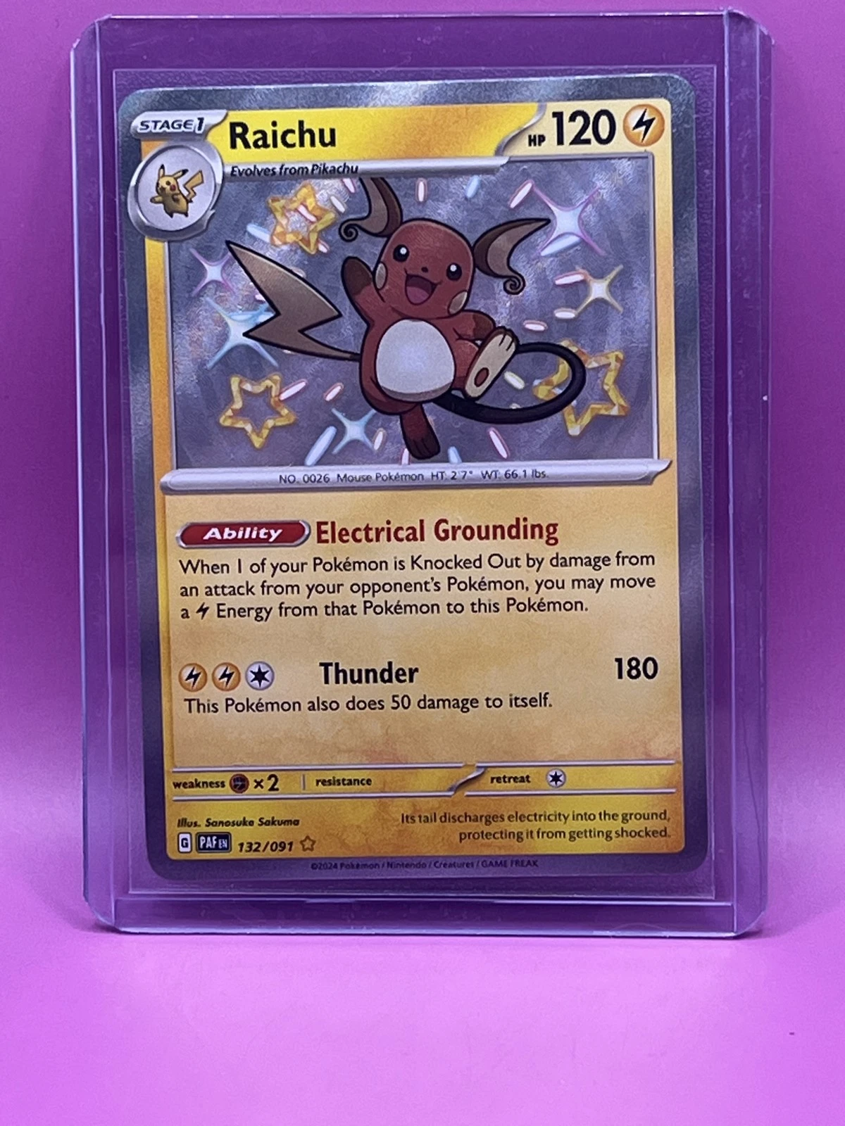 Raichu 132/091 SV: Paldean Fates Holo Baby Shiny Pokemon Card