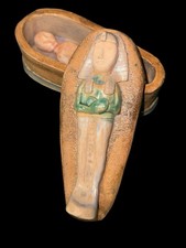 Egyptian Sarcophagus & Mummy Modern Original Pottery Hieroglyphs (as-is)