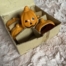 VTG 6-Piece Lot Ceramic Halloween Pumpkin Nap...