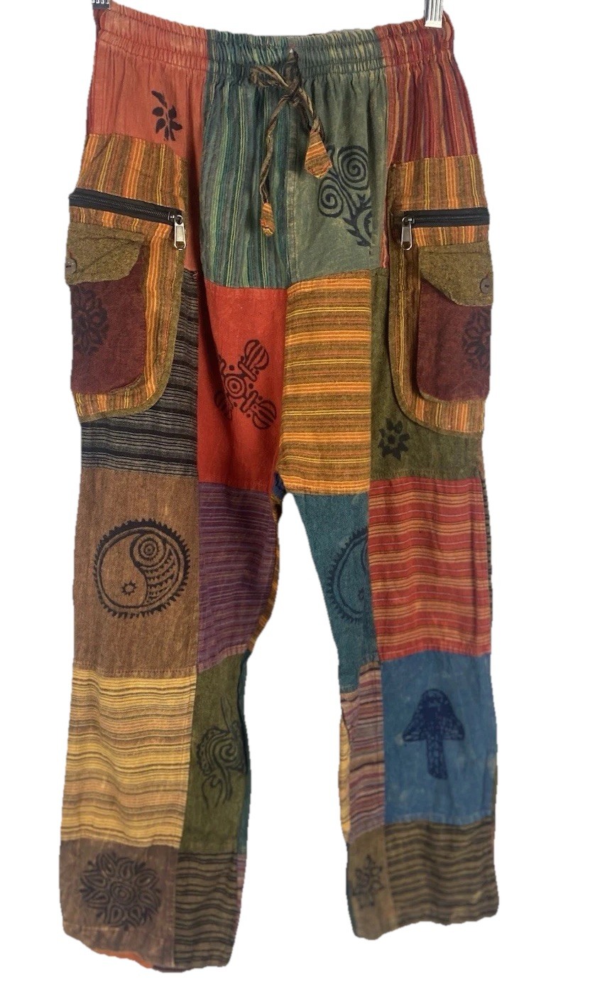 Himalayan Handmade Patchwork Pants Pockets Boho H… - image 6