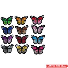 24pcs Butterfly Embroidered Patches Iron On Sew On Assorted Colors 70x50mm