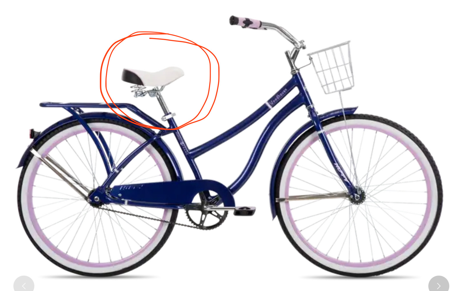 Seat - White/pink Girl's Cruiser Bike Seat