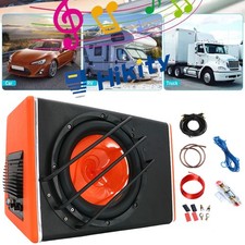10″ Aktiv Subwoofer 3800W Bass Box + Verstärker + Kabelset Auto KFZ Aktivsub DHL
