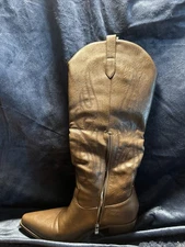 Rollada Womens Brown Embroidered Block Heel Cowgirl Western Boots Size 9.5