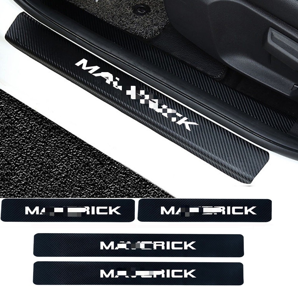 4PCS Car Door Sill Protector Carbon Fiber Leather Sticker For Maverick 2022-2023