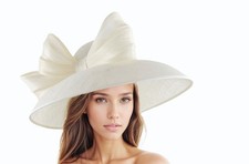 Ivory Off White Ecru Ascot Kentucky Derby Church Race Day Wedding Bridal Hat
