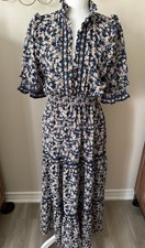 Max Studio Dress Womens M Navy Floral Midi We...