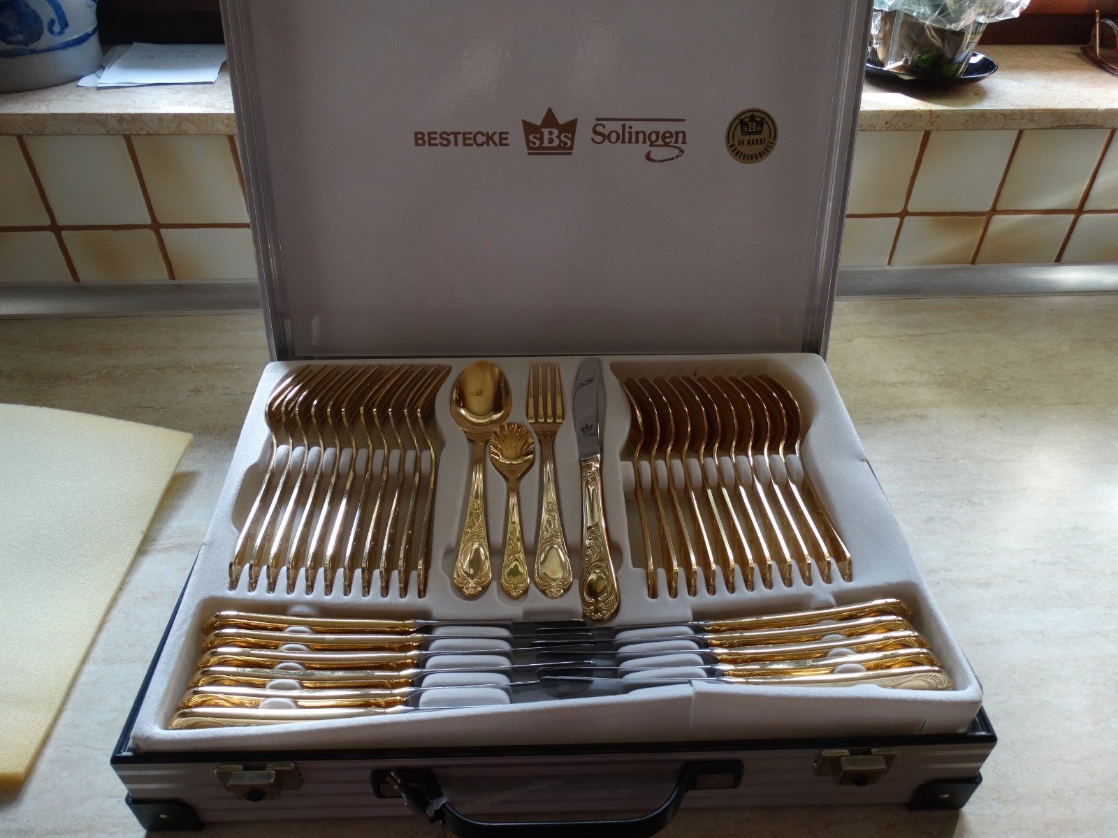 sbs besteck solingen 23 24 karat hartvergoldet 70-teilig