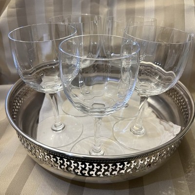 5 Baccarat Montaigne Optic Crystal Water Goblets France Signed Elegant Stemware