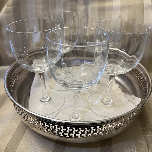 5 Baccarat Montaigne Optic Crystal Wine Glasses France Signed Elegant Stemware